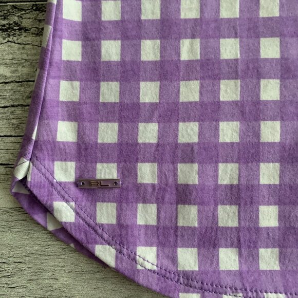Polo Golf Ralph Lauren Tailored Fit Shirt Purple Gingham Quarter Button Tank Top - Picture 3 of 12